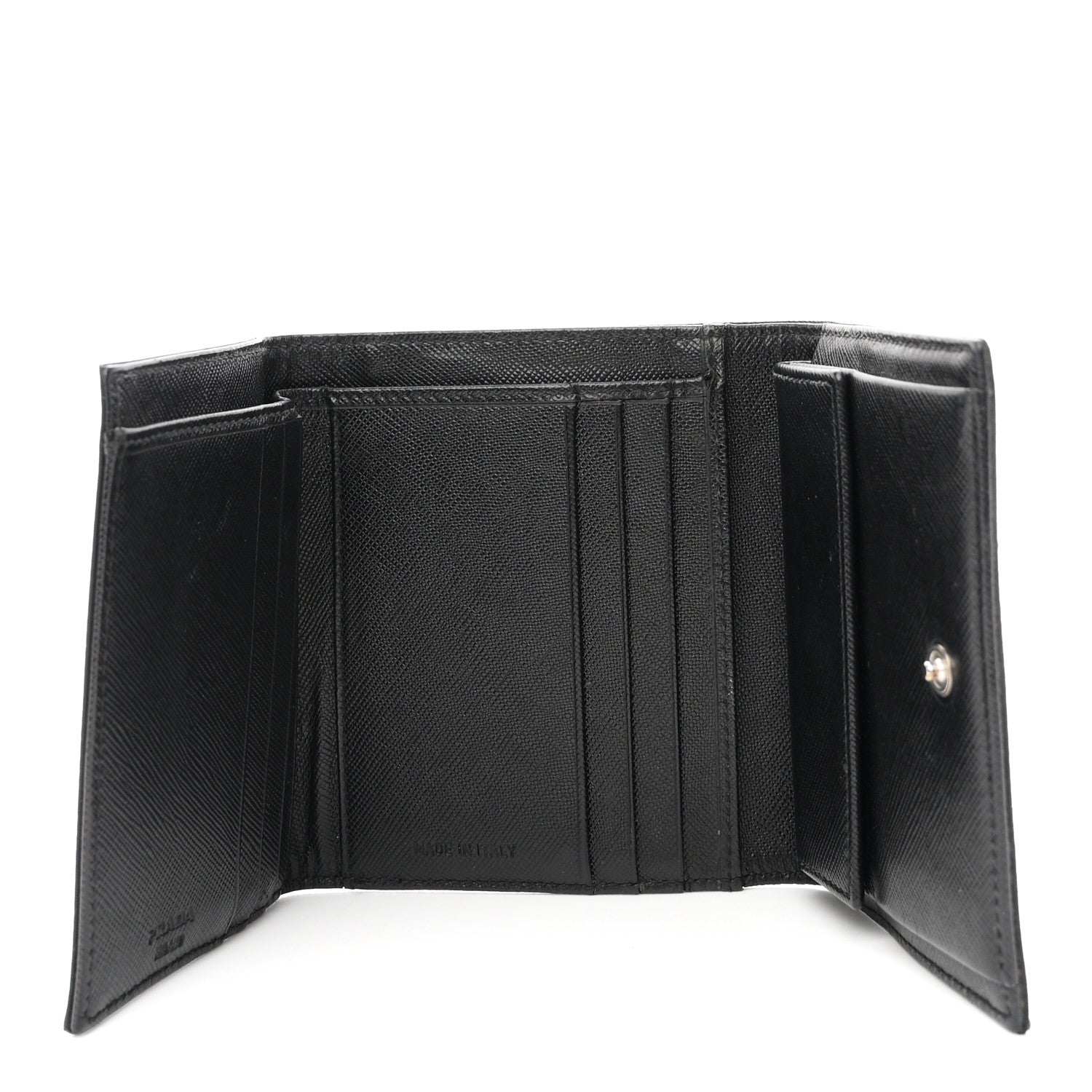 Prada Tessuto Nylon Saffiano Tri-Fold Compact Wallet Black 5 of 7