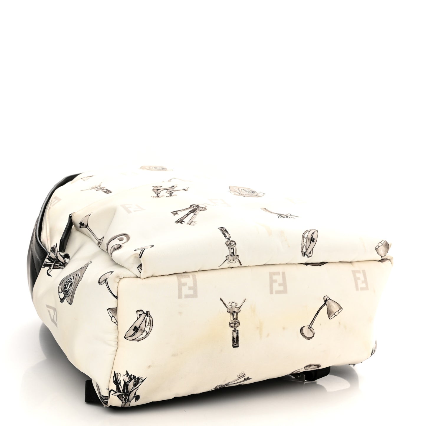 Nylon Calfskin Print Backpack Black White
