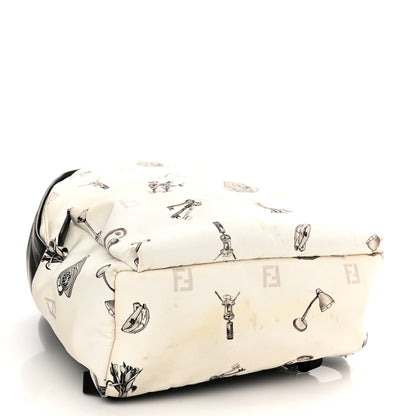 Fendi Nylon Calfskin Print Backpack Black White 4 of 13