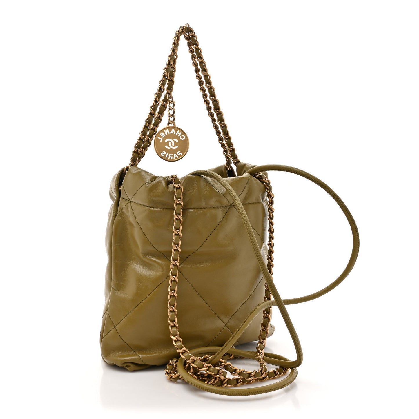 Shiny Calfskin Quilted Mini Chanel 22 Green