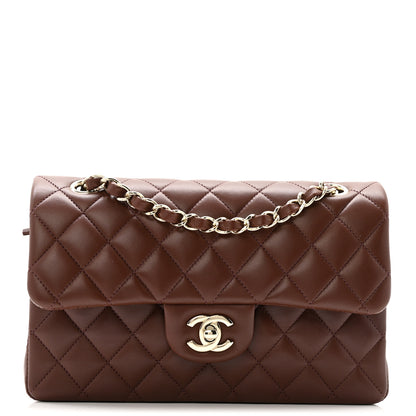 Chanel Lambskin Quilted Small Double Flap Dark Brown 1 of 10