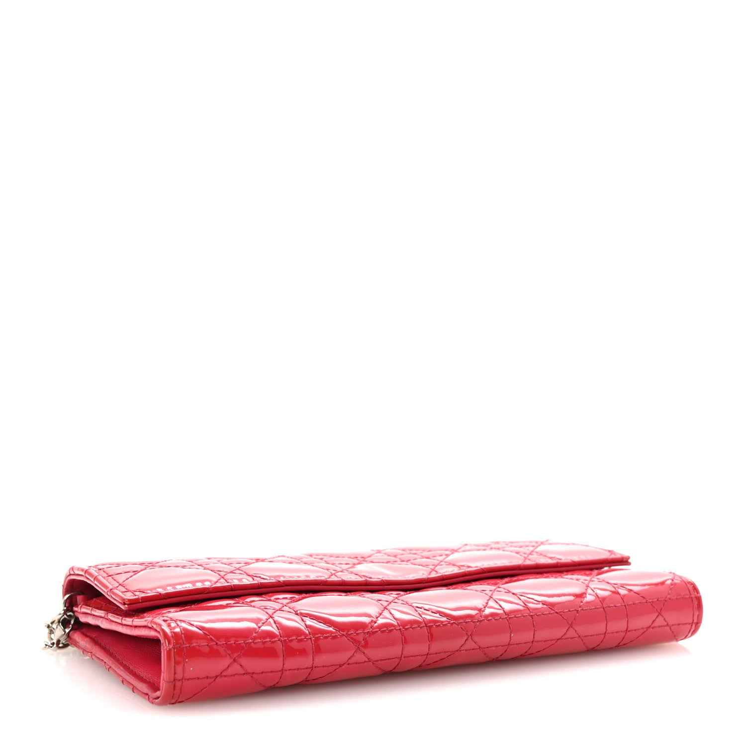 Christian Dior Patent Cannage Lady Dior Rendezvous Wallet On Chain