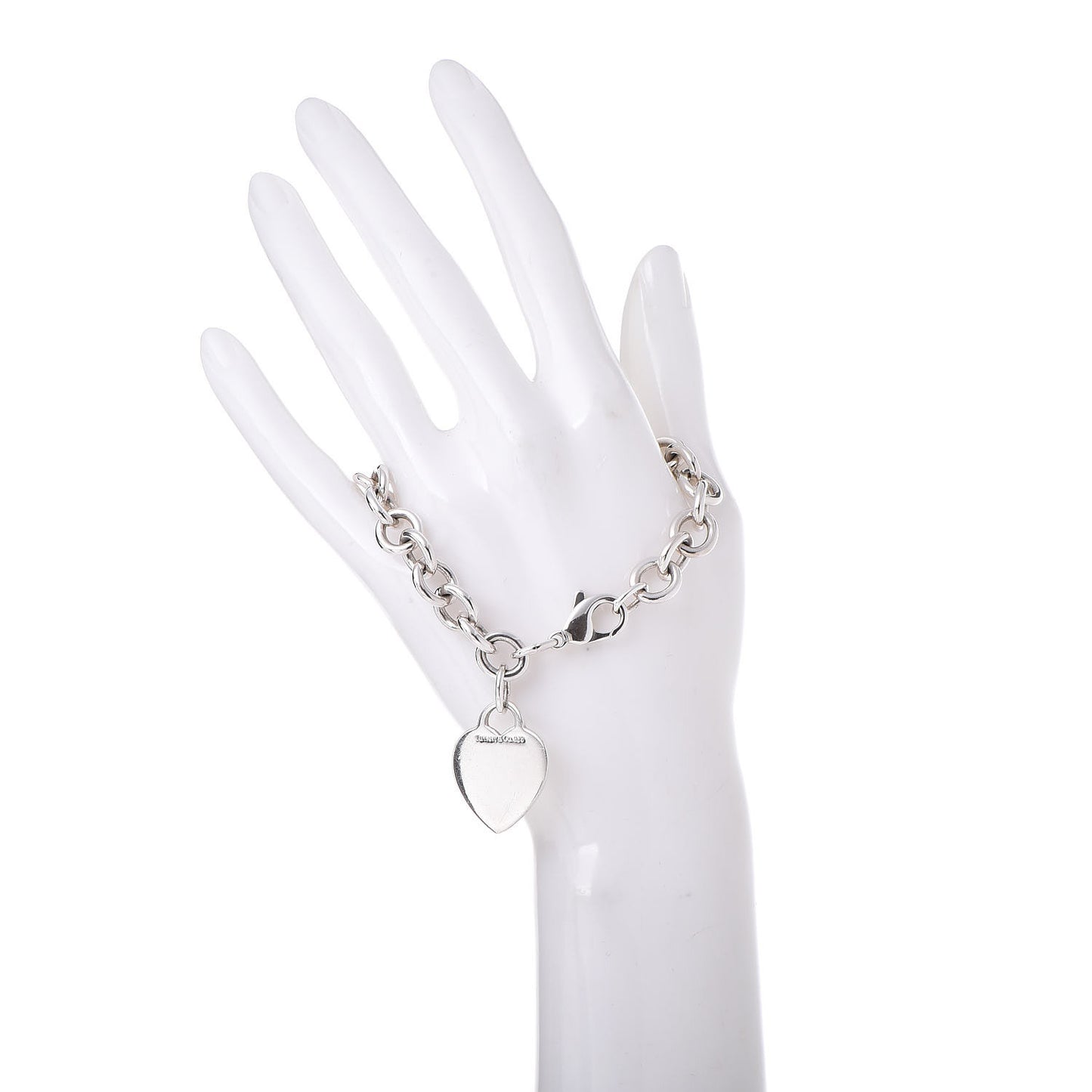 Sterling Silver Heart Tag Charm Bracelet
