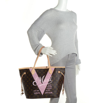 Louis Vuitton Monogram Maui V Neverfull MM Rose Ballerine 3 of 9