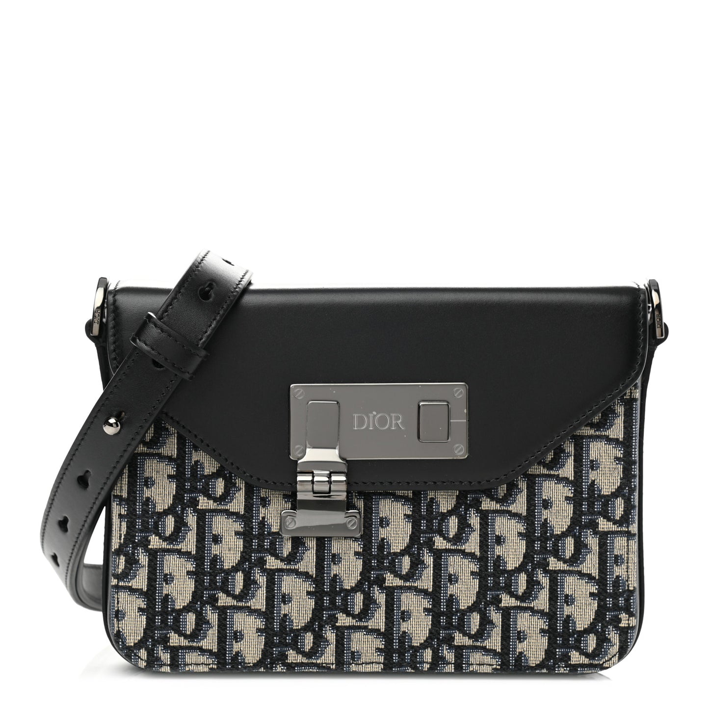 Oblique Smooth Calfskin Messenger Beige Black