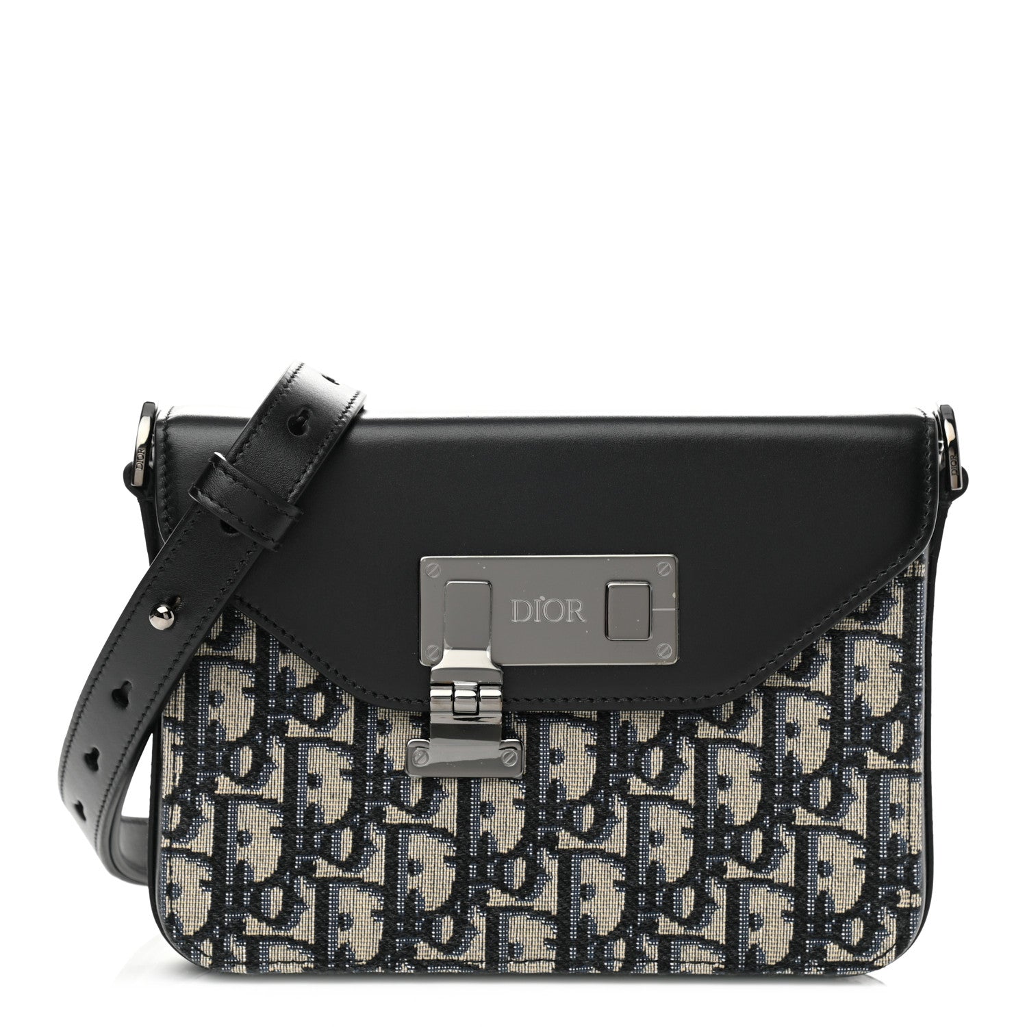 Christian Dior Oblique Smooth Calfskin Messenger Beige Black 1 of 9
