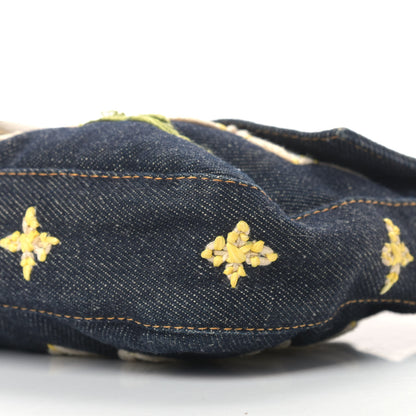 Fendi Denim Embroidered Baguette Blue Multicolor 9 of 12