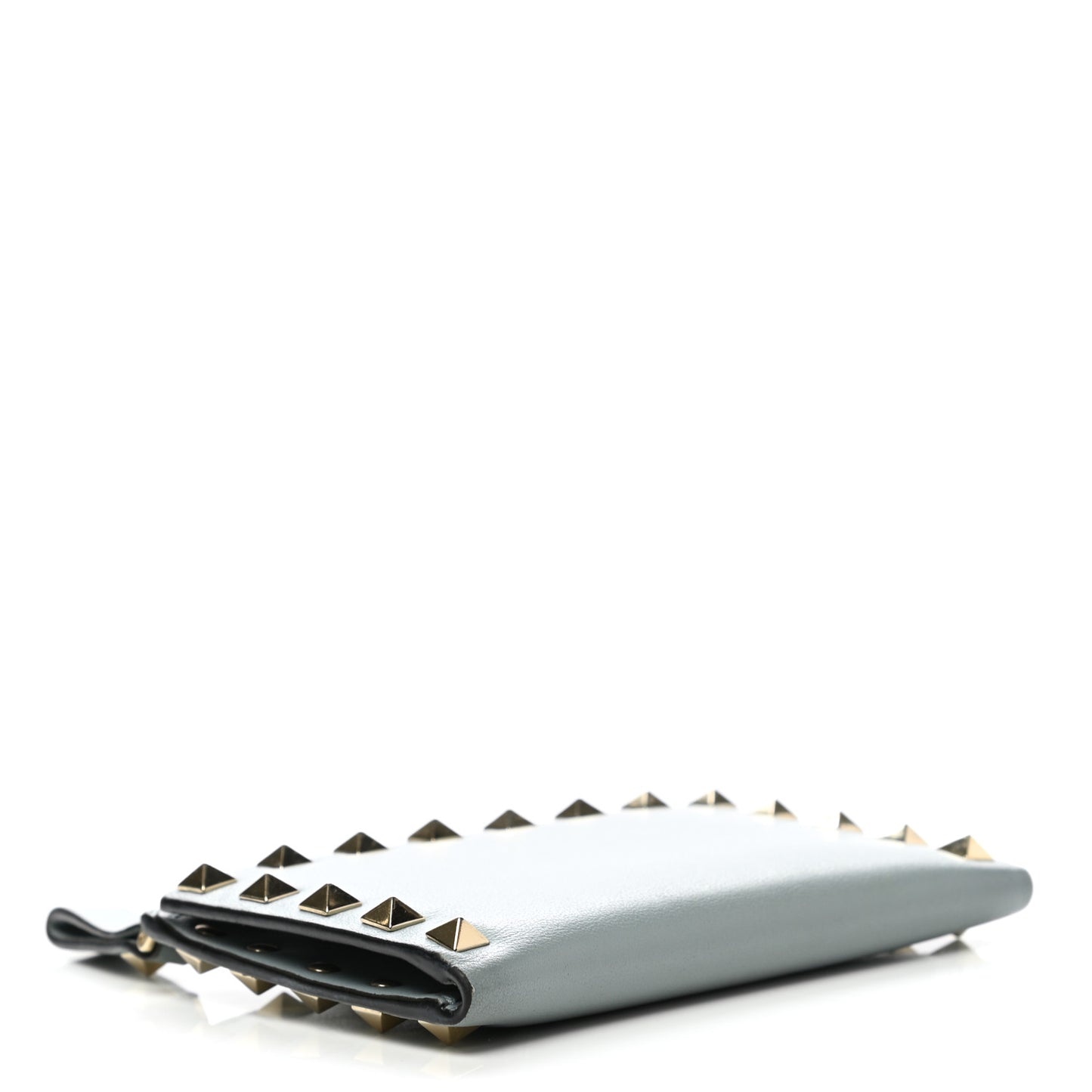 Calfskin Rockstud Bi-Fold Wallet Sky Blue