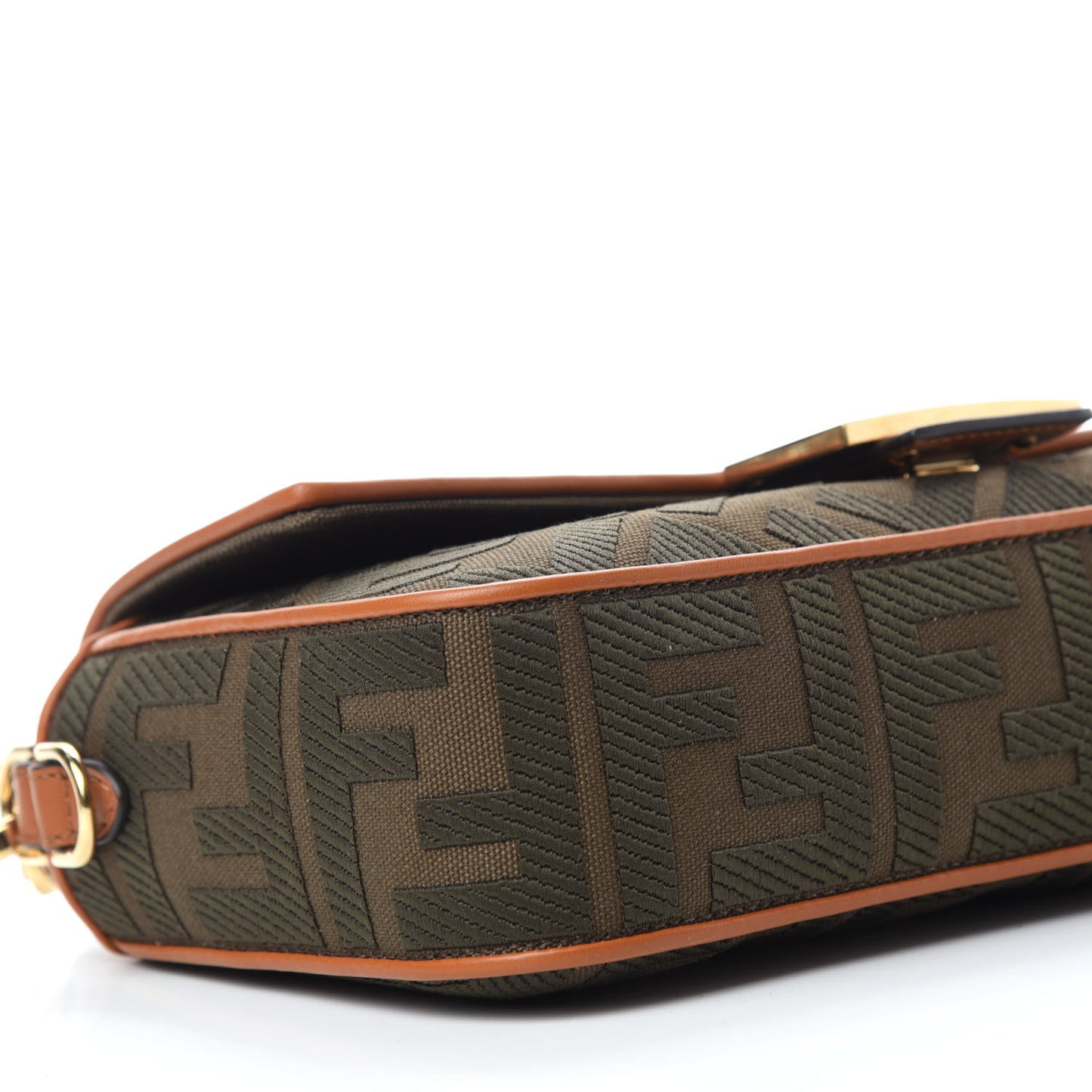 Canvas Vitello King FF Embroidered Baguette Amazzonia Cuoio