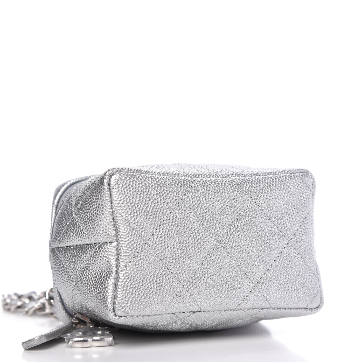 Chanel Metallic Caviar Quilted Mini Top Handle Vanity With Chain Silver 3 of 9