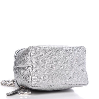 Chanel Metallic Caviar Quilted Mini Top Handle Vanity With Chain Silver 3 of 9