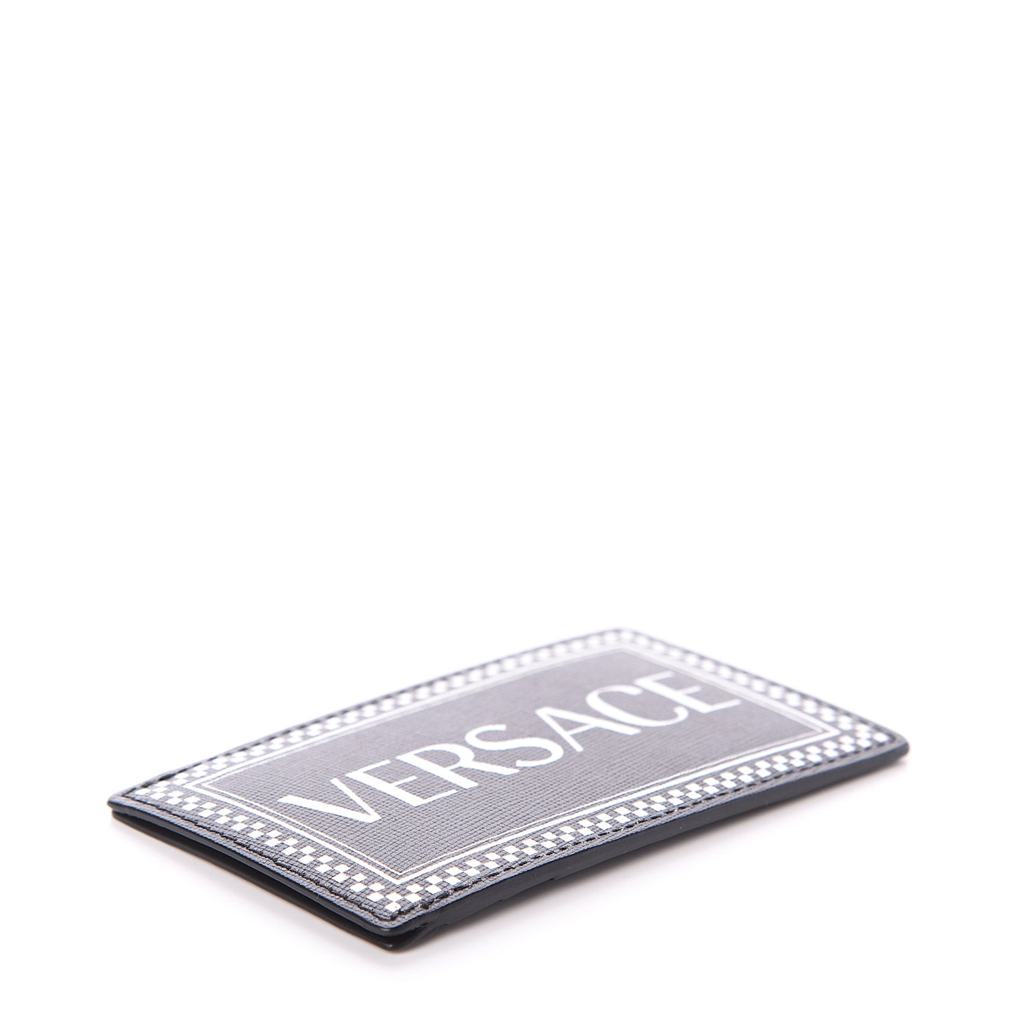 Calfskin 90's Vintage Logo Card Holder Black White