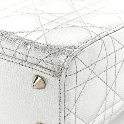 Christian Dior Metallic Grained Calfskin Cannage Small Lucky Badges My Lady Dior Silver 16 of 17