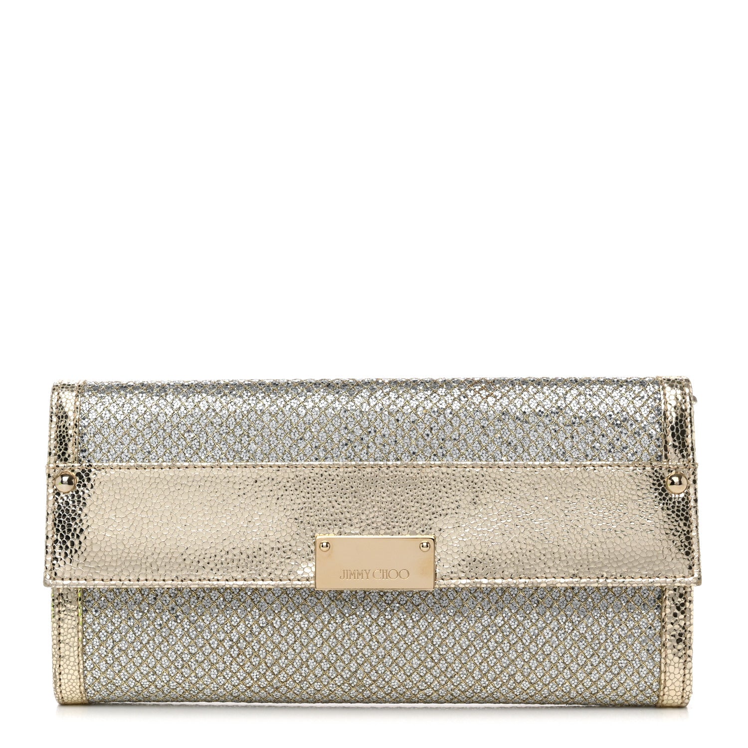 Jimmy Choo Glitter Fabric Reese Clutch Wallet Metallic 1 of 8