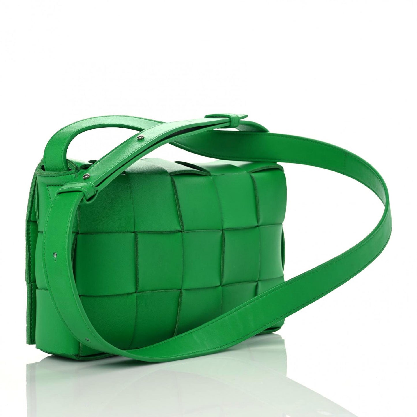 Lambskin Maxi Intrecciato Cassette Crossbody Bag Grass