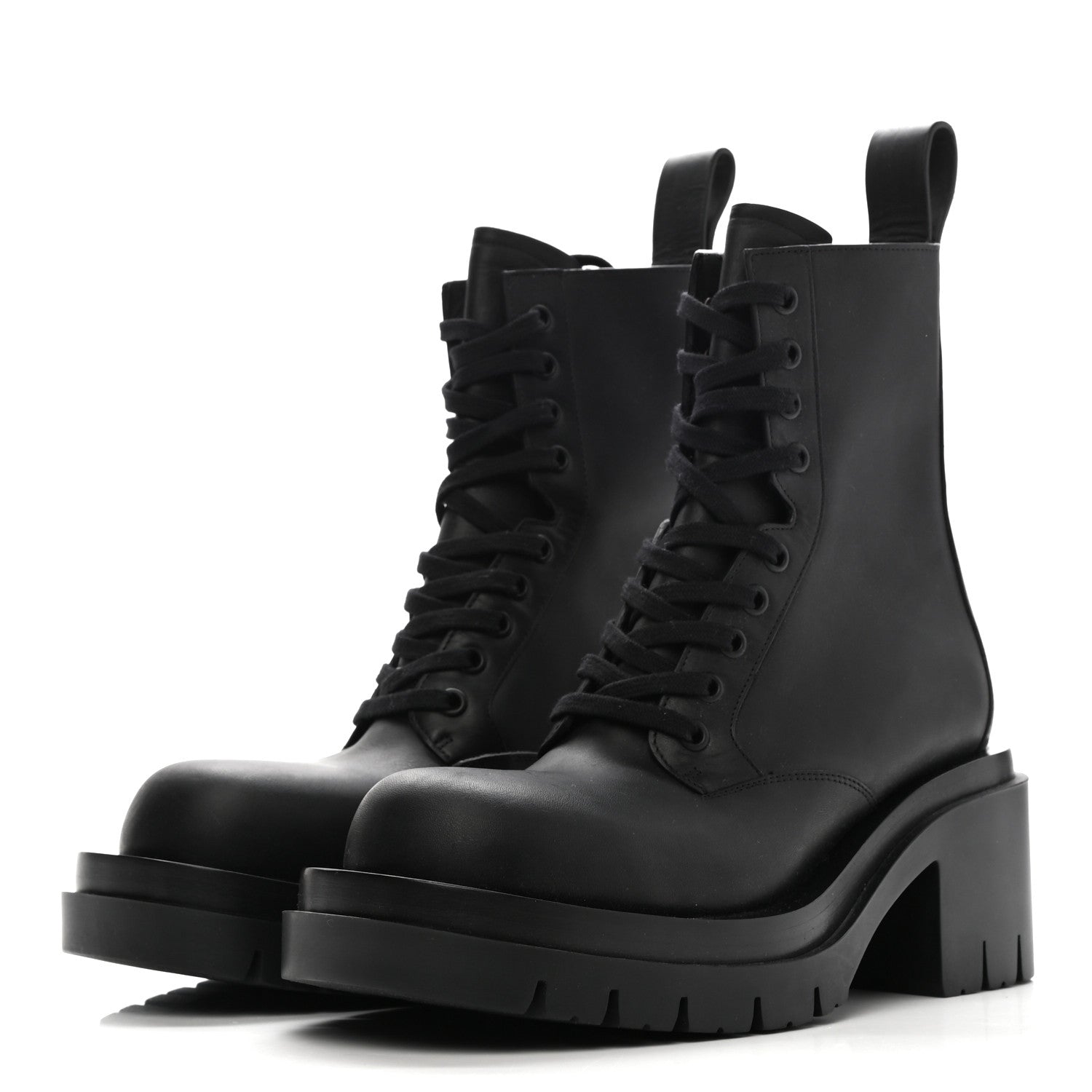 Bottega Veneta Calfskin The Lug Lace Up 30/70mm Ankle Boots 38 Black 3 of 6