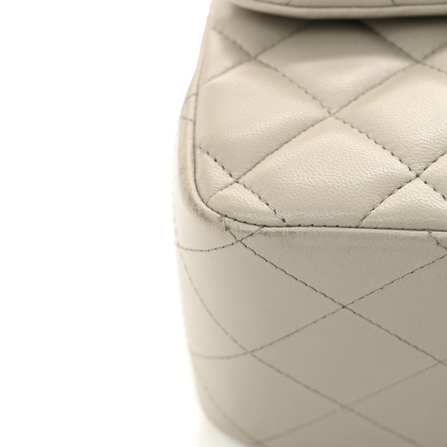 Lambskin Quilted Jumbo Double Flap Grey