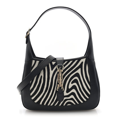Gucci Pony Hair Zebra Print Calfskin Small Jackie 1961 Hobo Black White 1 of 9