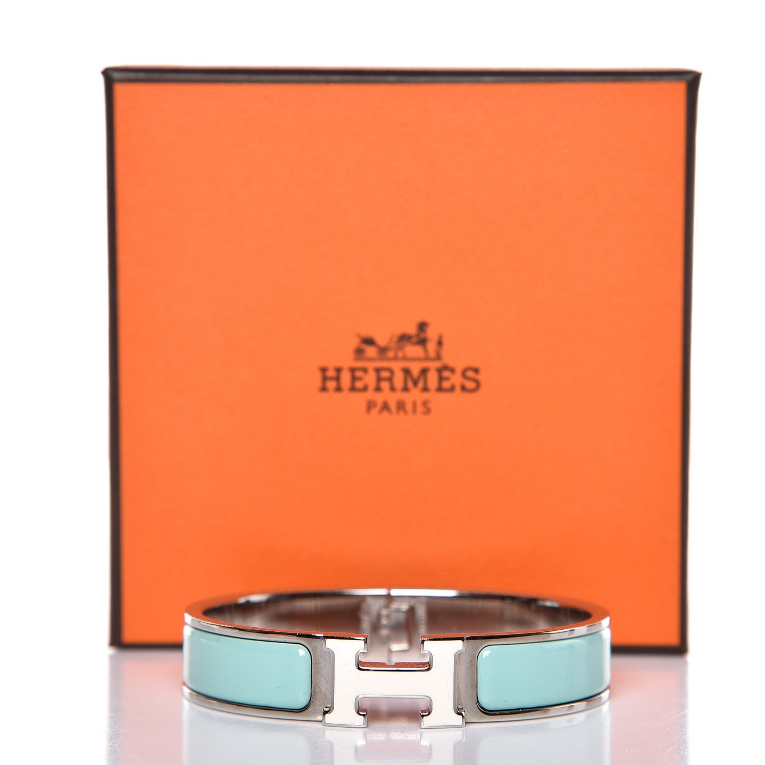 Hermes Enamel Narrow Clic Clac H Bracelet PM Lagon White 5 of 5