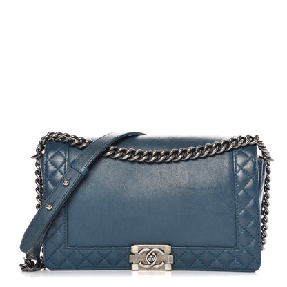 Chanel Calfskin New Medium Boy Reverso Flap Blue 1 of 11