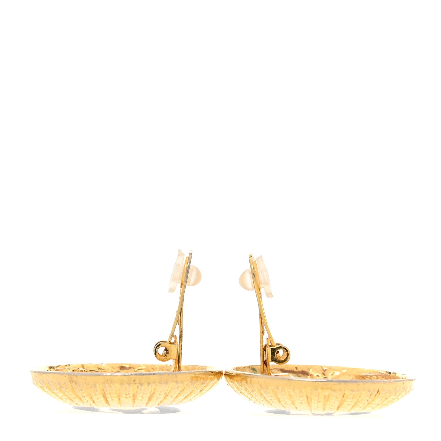 CC Round Clip On Earrings Black Gold