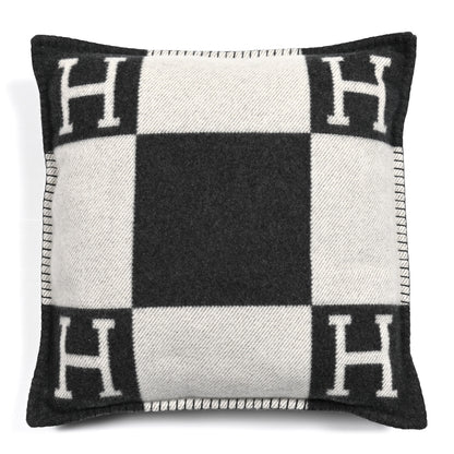 Hermes Wool Cashmere Avalon Pillow PM Ecru Gris Fonce 1 of 3