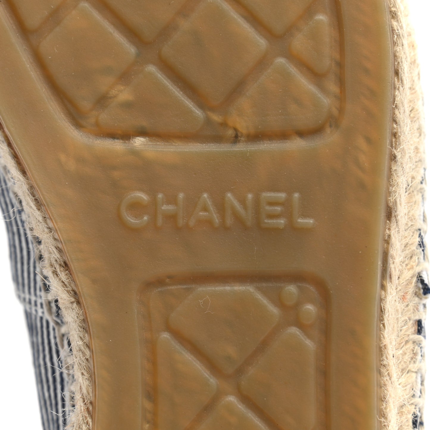 Canvas Striped Lambskin CC Espadrilles 39 Ivory Navy White