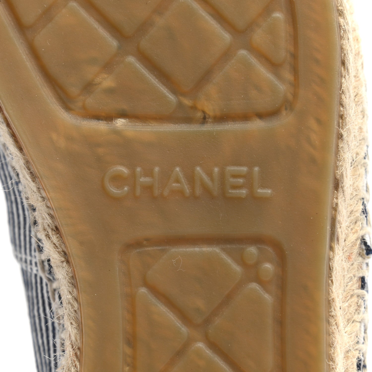 Chanel Canvas Striped Lambskin CC Espadrilles 39 Ivory Navy White 6 of 12