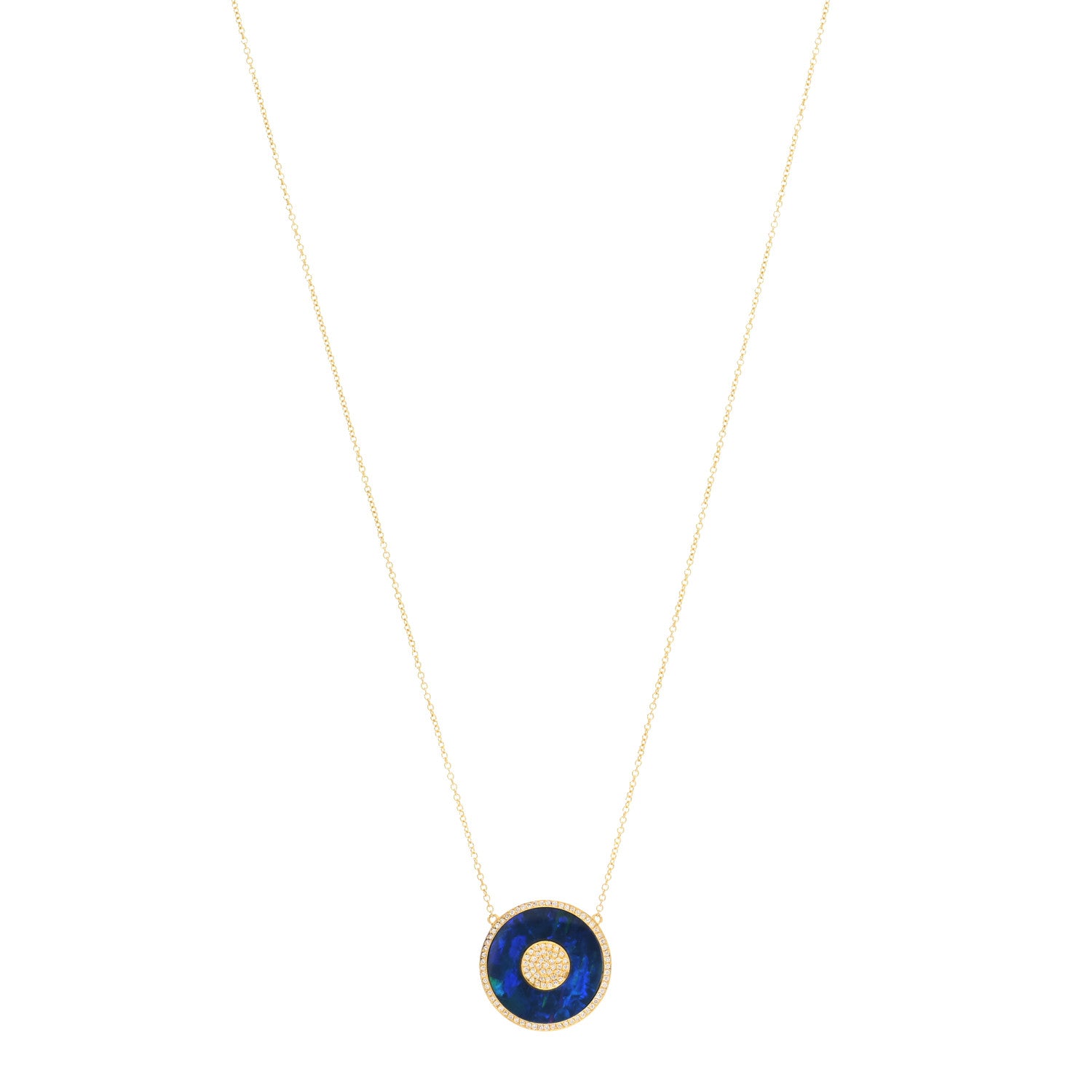 Jennifer Meyer 18K Yellow Gold Diamond Blue Boulder Opal Evil Eye Pendant Necklace 1 of 3