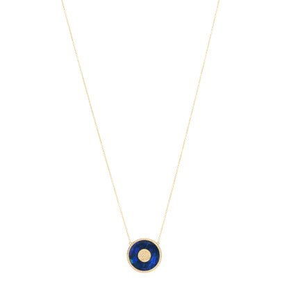 Jennifer Meyer 18K Yellow Gold Diamond Blue Boulder Opal Evil Eye Pendant Necklace 1 of 3