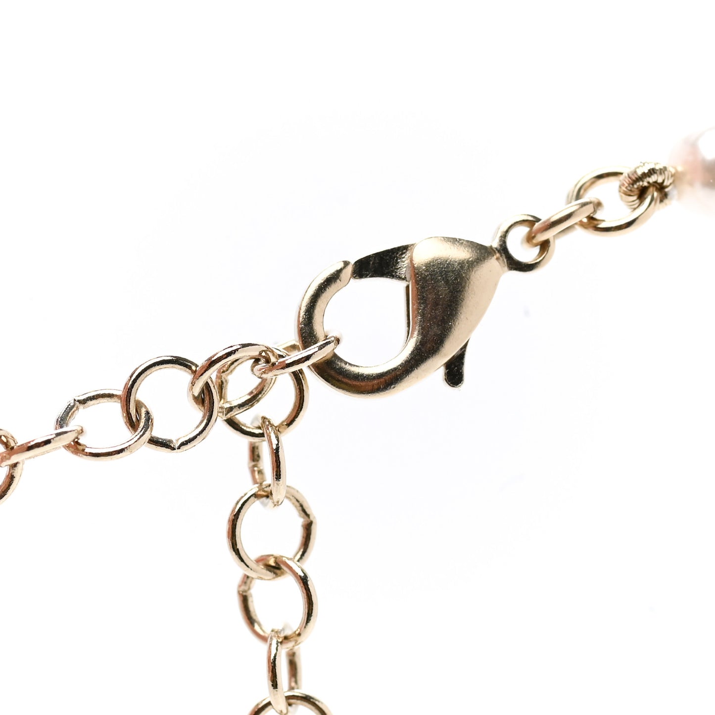 Pearl Crystal CC Heart Short Necklace Pearly White Gold