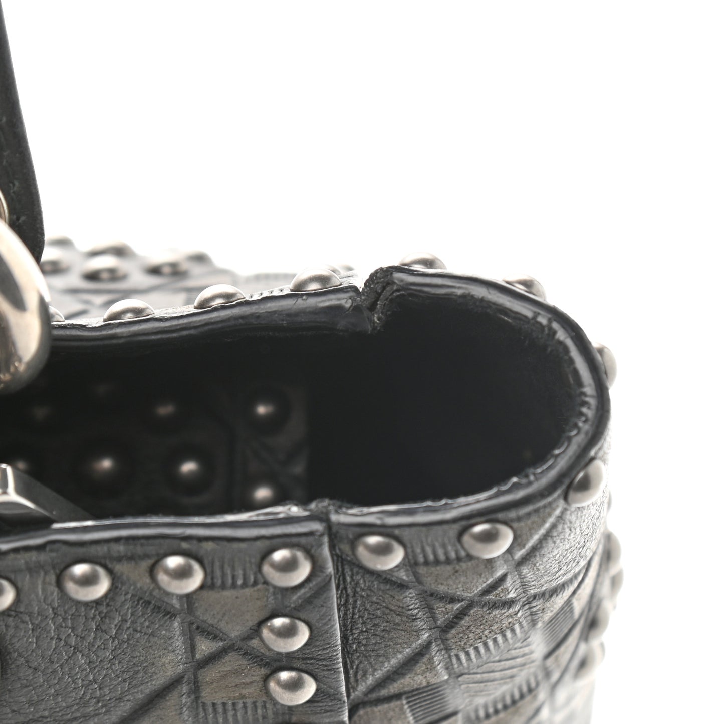 Calfskin Studded Flower Medium Lady Dior Black