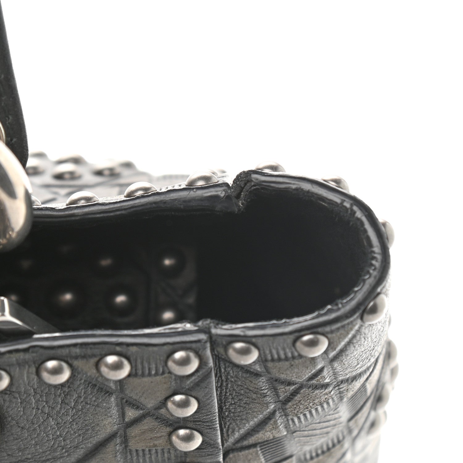 Christian Dior Calfskin Studded Flower Medium Lady Dior Black 11 of 13
