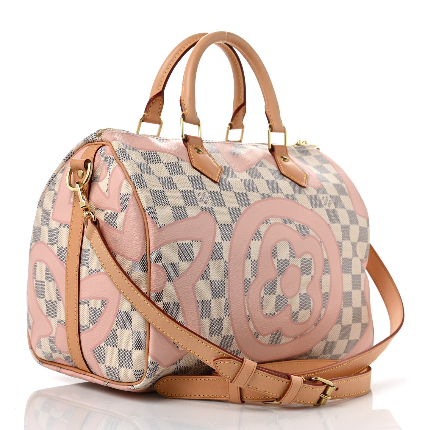 Damier Azur Tahitienne Speedy Bandouliere 30 Rose Ballerine