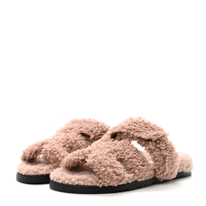 Hermes Woolskin Womens Chypre Sandals 37 Bois De Santal 3 of 8
