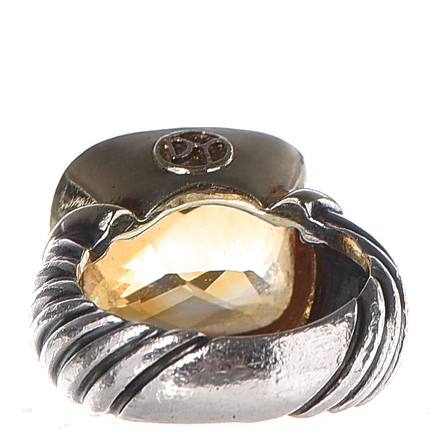 Sterling Silver 14K Yellow Gold Citrine 14mm Noblesse Ring 50 5.5