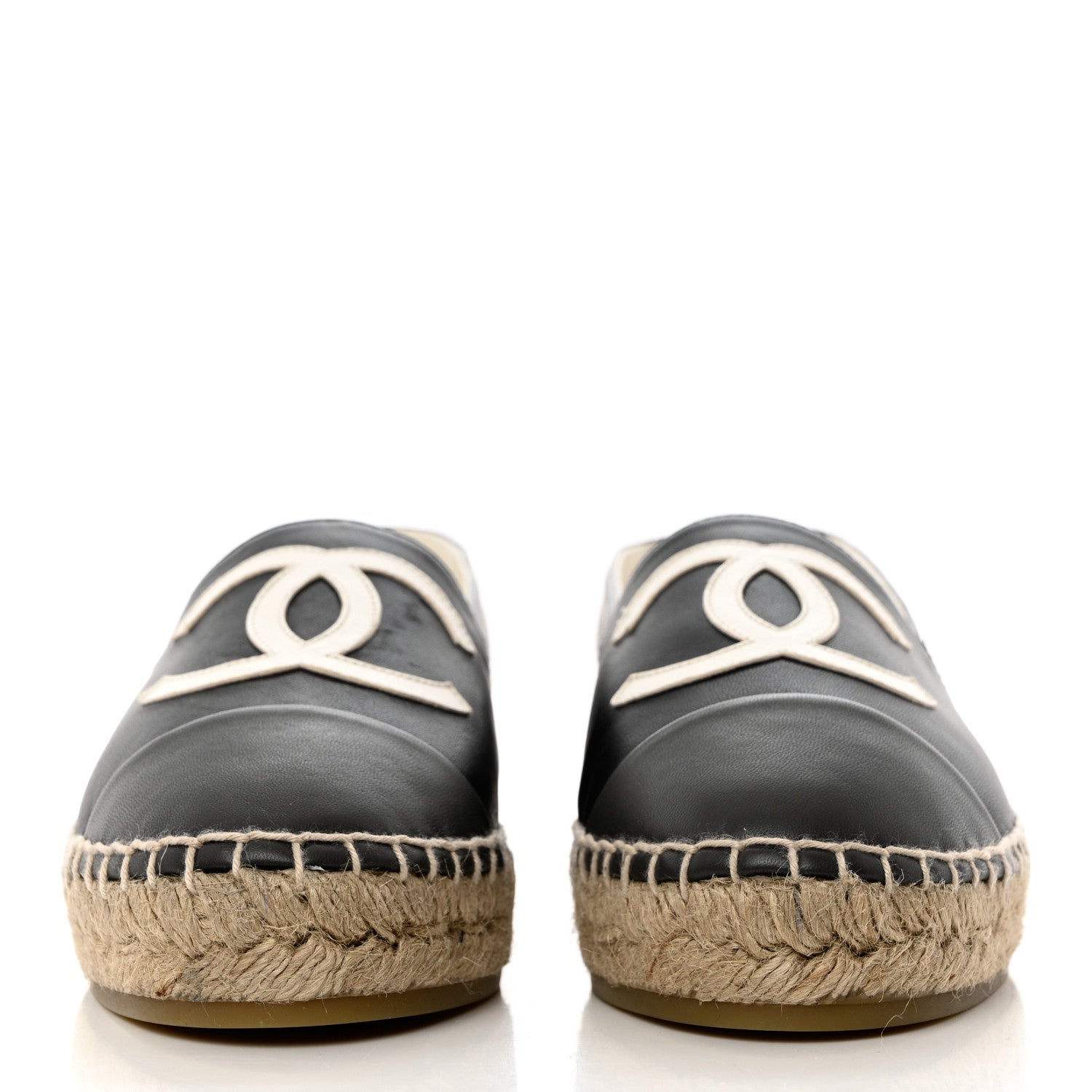 Chanel Lambskin CC Espadrilles 38 Black White Dark Grey 2 of 10