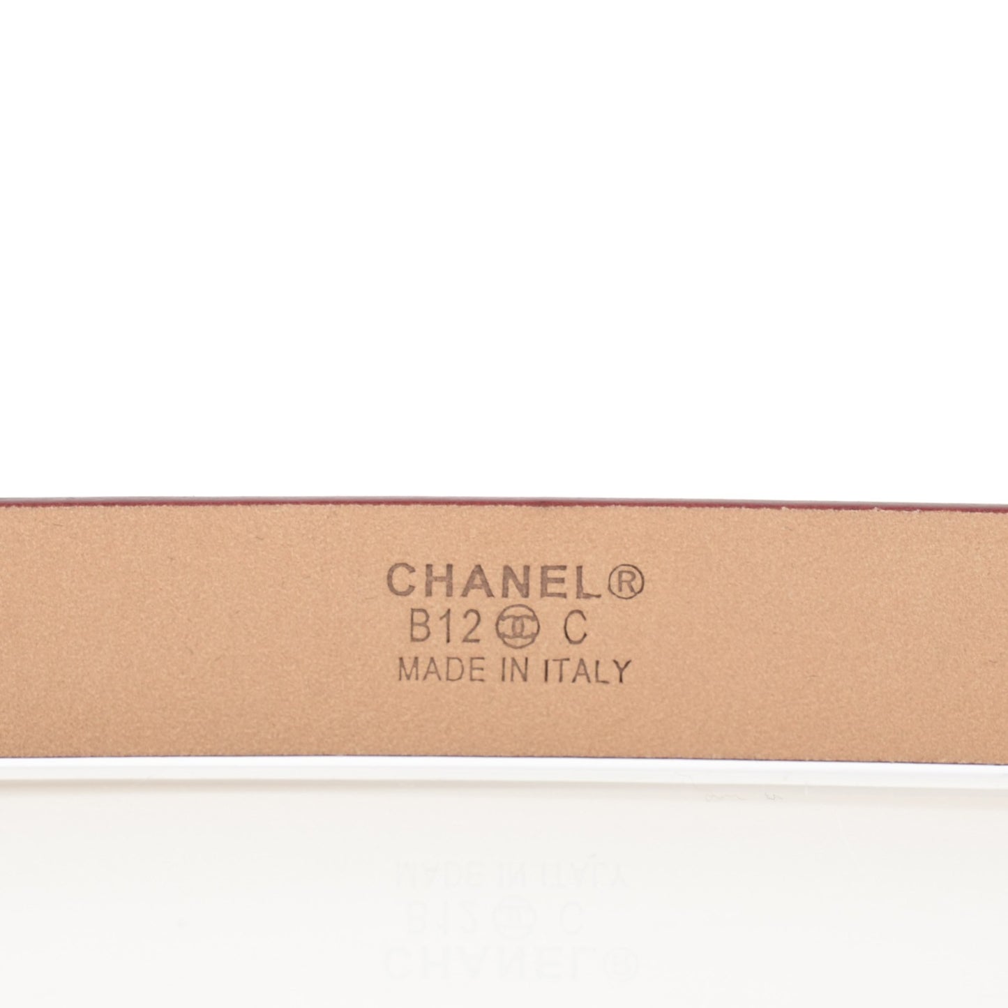 Patent Calfskin CC Logo Skinny Belt 95 38 Red
