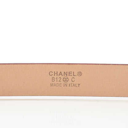 Chanel Patent Calfskin CC Logo Skinny Belt 95 38 Red 4 of 8
