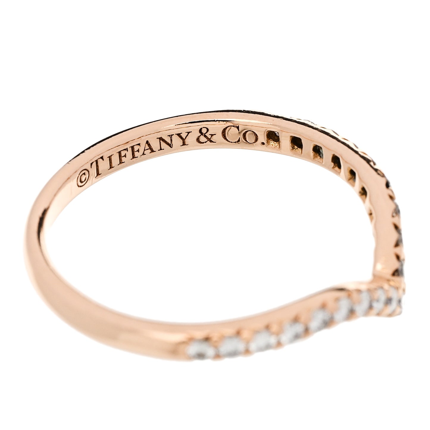 18K Rose Gold Diamond Soleste V Band Ring 48 4.5