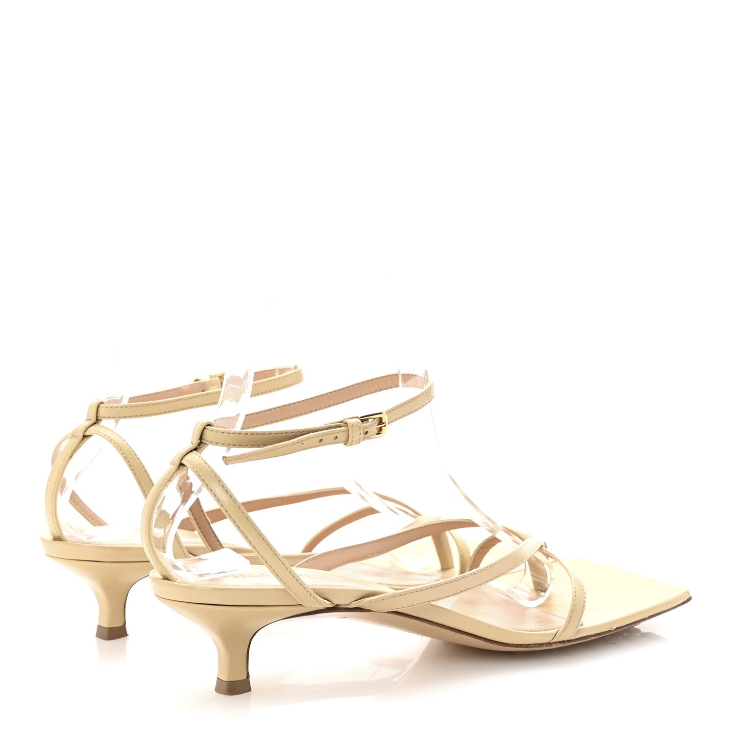 Lambskin Stretch Multi Strap 35mm Sandals 38.5 Cane Sugar