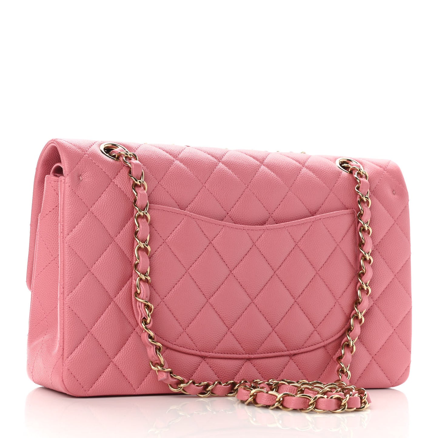 Caviar Quilted Medium Double Flap Dark Pink