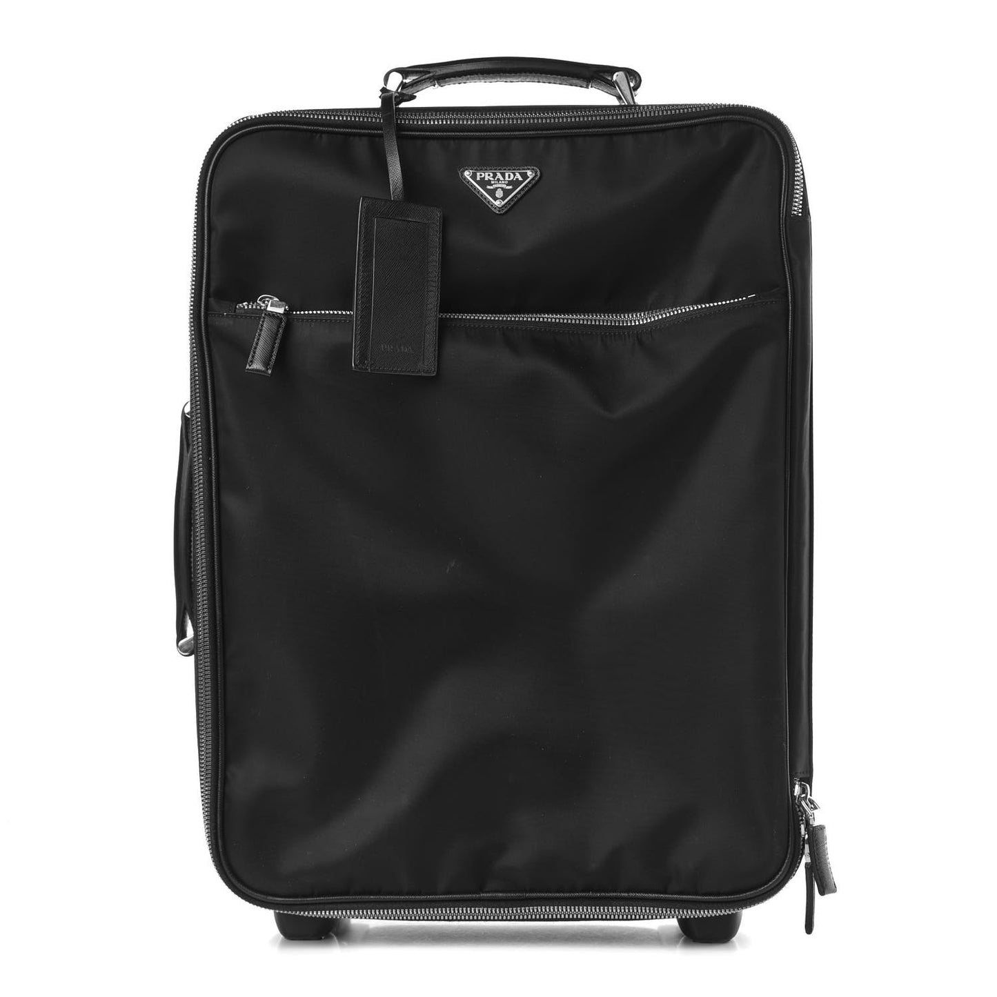 Tessuto Nylon Saffiano Trolley Luggage Black