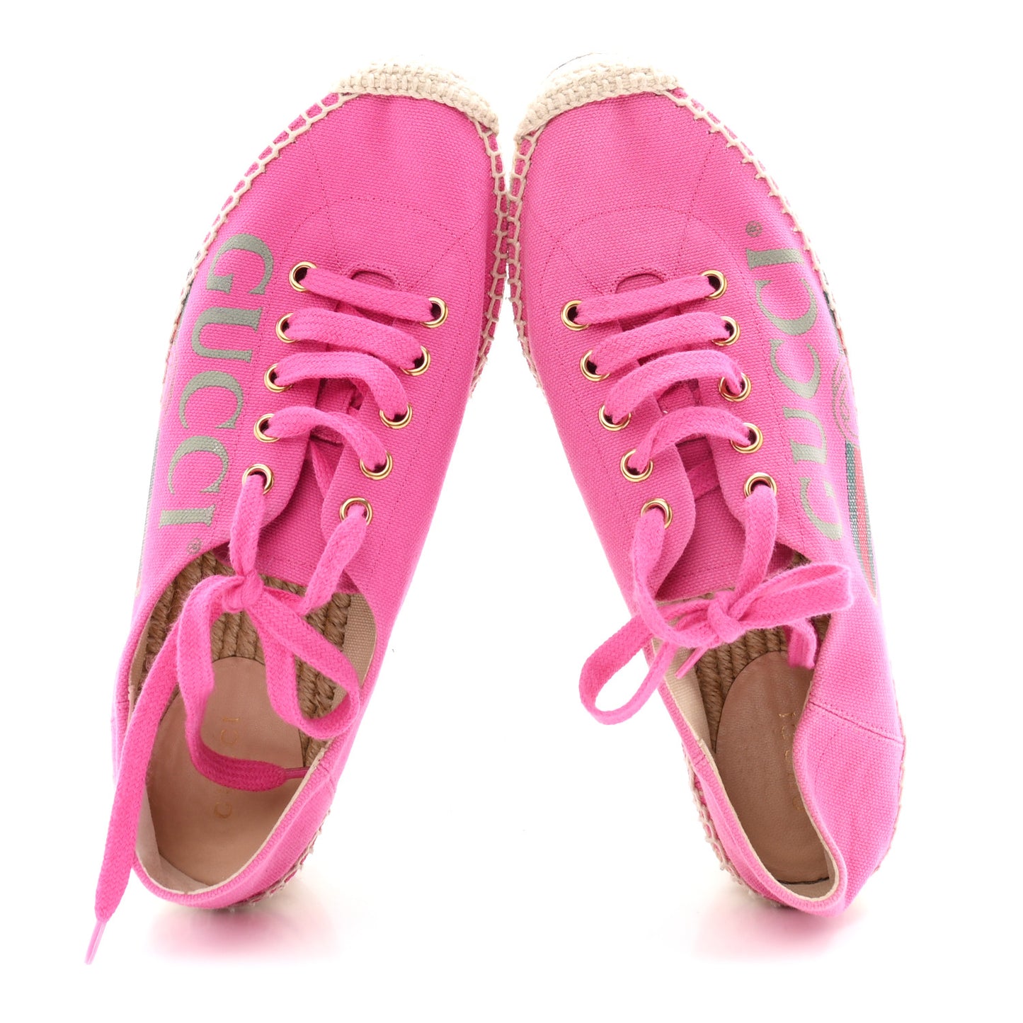 Canvas Logo Lace-Up Platform Espadrilles 37.5 Pink