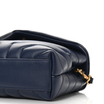 Saint Laurent Calfskin Y Quilted Monogram Toy Loulou Crossbody Bag Blue Charron 9 of 9