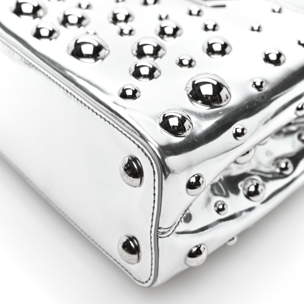 Louis Vuitton LV X YK Metallic Taurillon Brass Metal Dots Capucines BB Silver 9 of 9