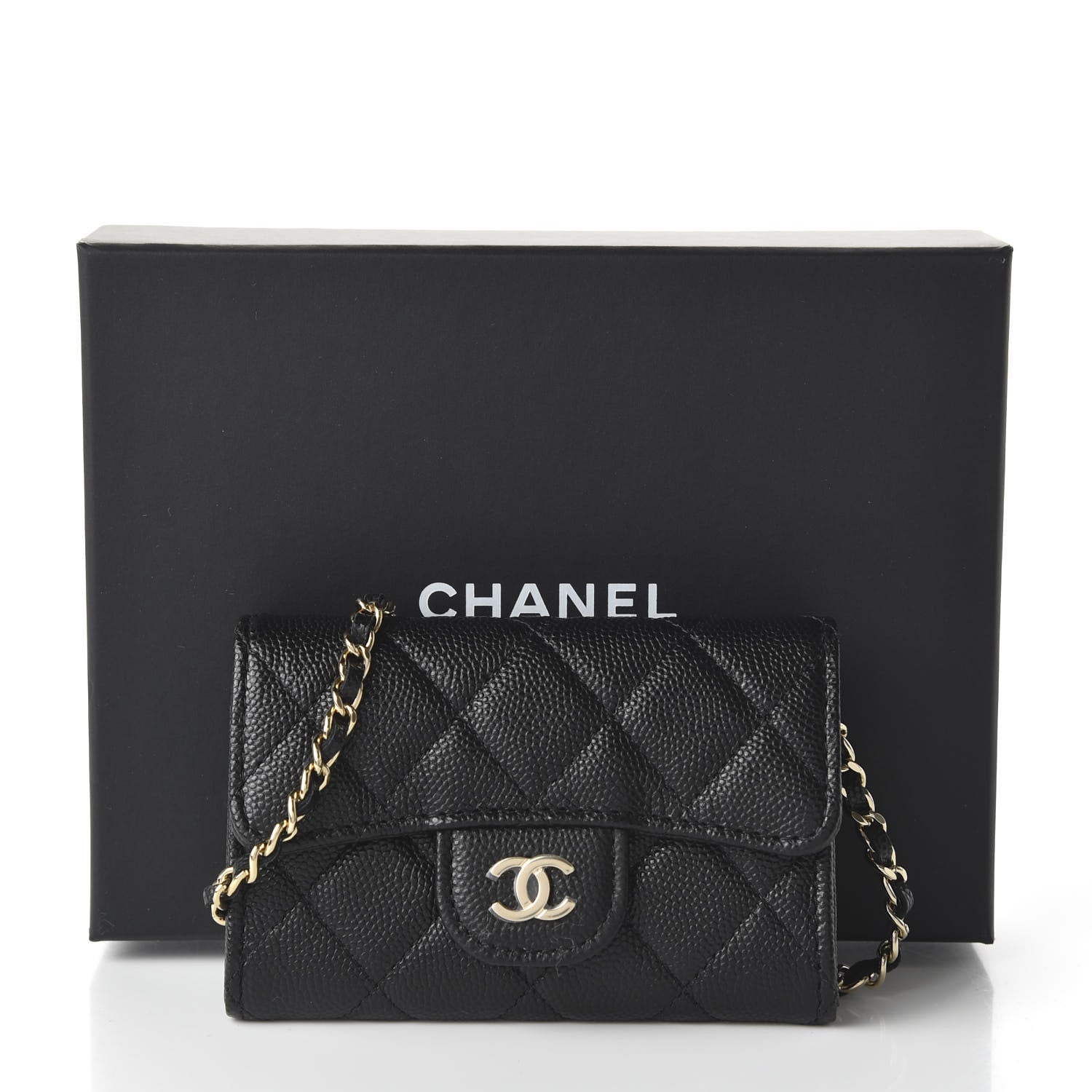 Chanel Caviar Quilted Flap Card Holder On Chain Black 12 of 12
