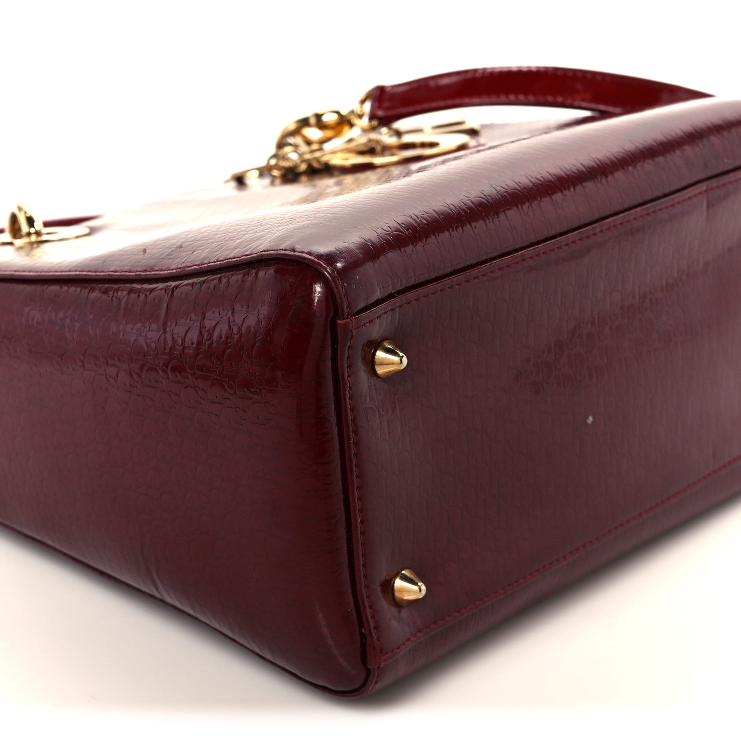 Christian Dior Patent Diorissimo Medium Lady Dior Burgundy Red 9 of 11