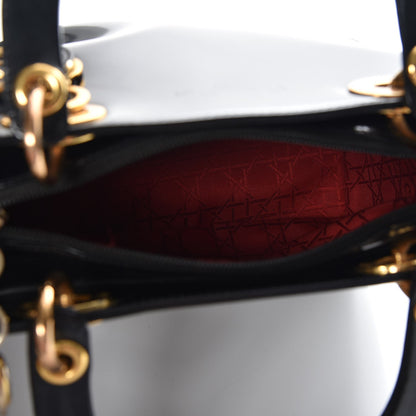 Christian Dior Vintage Patent Medium Lady Dior Black 5 of 13