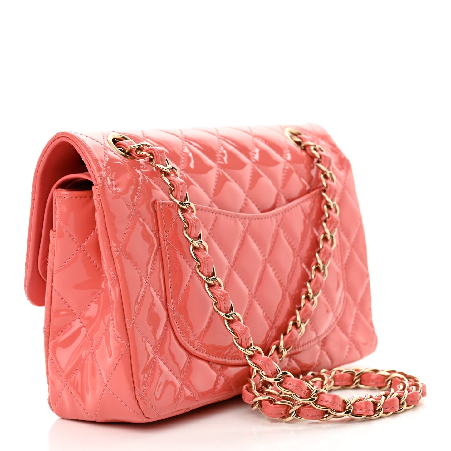 Patent Small Double Flap Pink